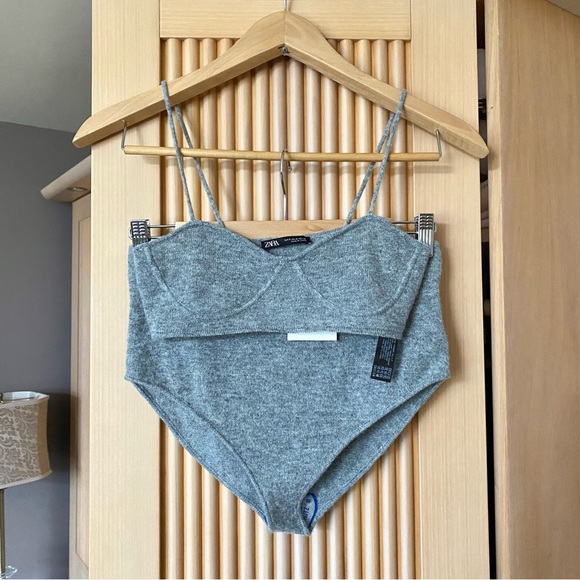 Zara grey cashmere bralette and high waisted brief SET - Picture 3 of 6